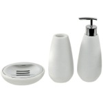 Gedy OP280-02 3 Piece White Stone Bathroom Accessory Set Gedy